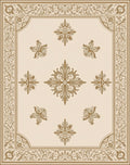 Ornate Gold Cream Floral Scroll Rug