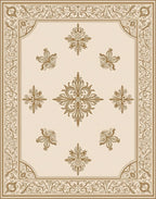 Ornate Gold Cream Floral Scroll Rug