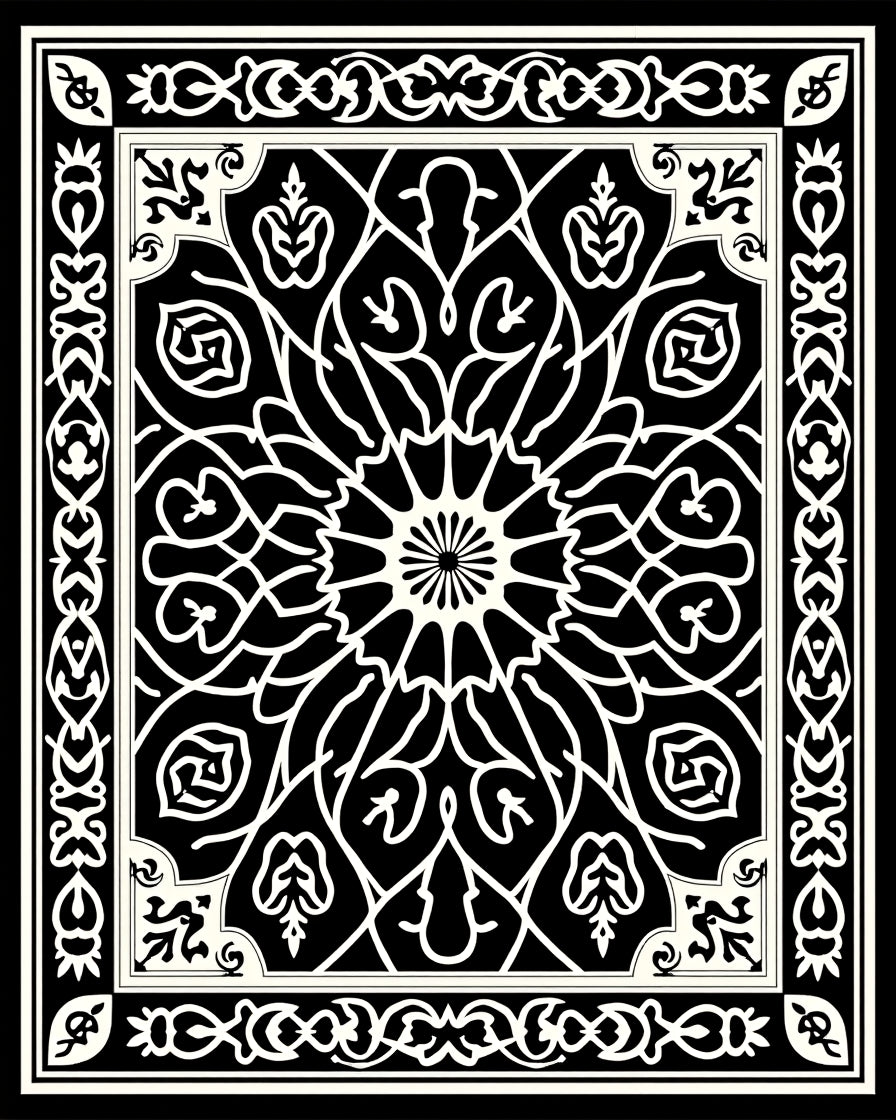 Black and White Intricate Mandala Rug