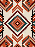 Terracotta Teal Geometric Diamond Tribal Rug