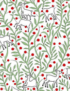 Whimsical White Deer Berry Vines Rug