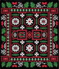 Bold Floral Lattice Red Green Black Rug