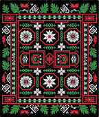 Bold Floral Lattice Red Green Black Rug