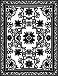 Ornate Black White Floral Vine Rug