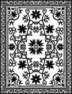 Ornate Black White Floral Vine Rug