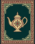 Crimson Floral Teapot Decorative Border Rug