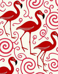 Crimson Flamingos with Pink Swirls Rug