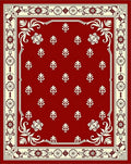 Crimson Ivory Floral Border Medallion Rug