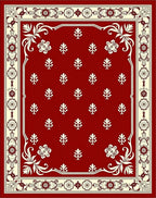 Crimson Ivory Floral Border Medallion Rug