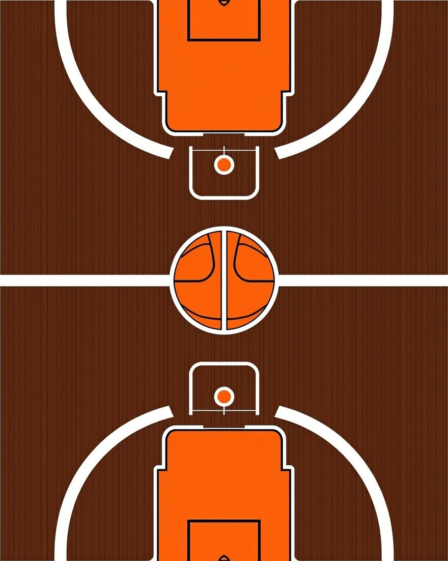Orange Court Basketball Court Rug