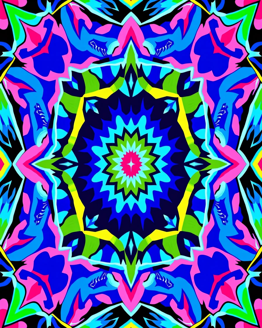 Vibrant Echo Geometric Mandala Art Rug