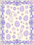Pastel Purple Easter Bunny Eggs FloralRug Rug
