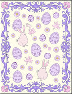 Pastel Purple Easter Bunny Eggs FloralRug Rug