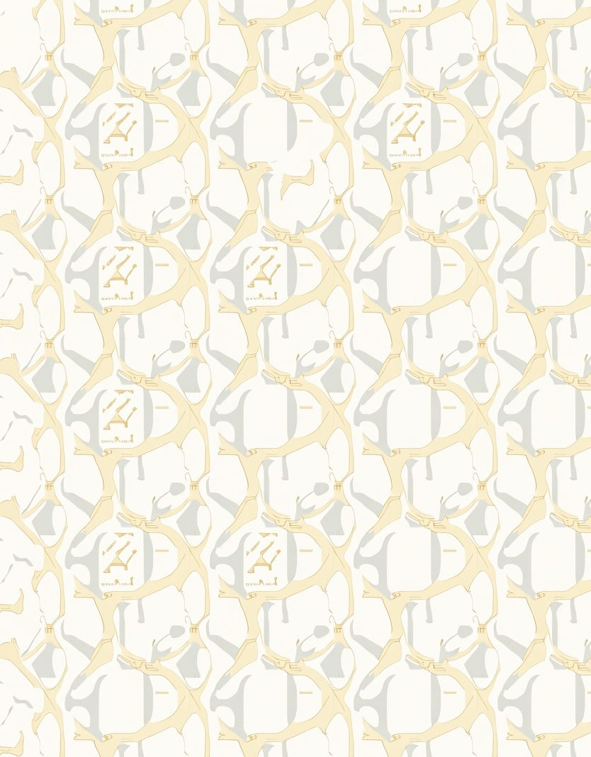 Cream White Organic Intertwined Forms Rug