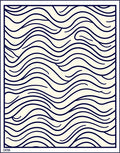 Cream Dark Blue Abstract Organic Lines Rug