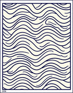 Cream Dark Blue Abstract Organic Lines Rug