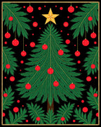 Festive Evergreen Tree Red Ornaments Rug
