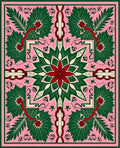 Pink With Green Floral Medallion Arrangement Rug