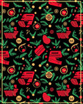 Red Green Gold Abstract Festive Foliage Rug