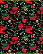 Red Green Gold Abstract Festive Foliage Rug