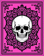Vibrant Pink Skull Mandala Rug