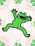 Jumping Green Frog Pink Floral Rug