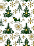 Green Pine Snowflakes Gold Sleigh Rug