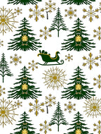 Green Pine Snowflakes Gold Sleigh Rug