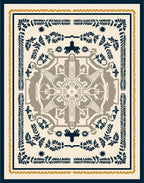 Navy Blue Botanical Medallion Rug