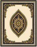Elaborate Gold Leaf Scrollwork Border Rug