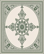Art Deco Emerald Geometric Medallion Rug