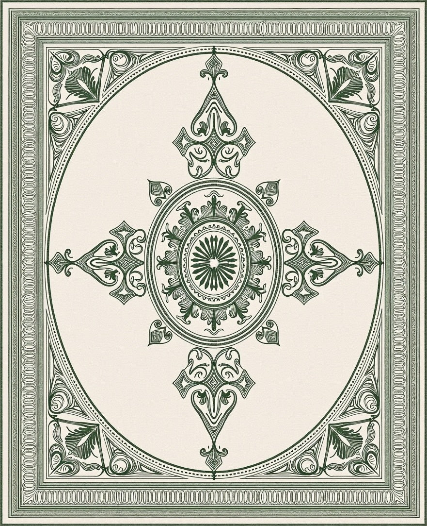 Art Deco Emerald Geometric Medallion Rug