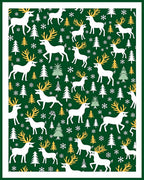 Christmas Deer Forest Snowflakes Rug