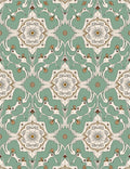 Art Nouveau Mint Cream Floral Scroll Rug