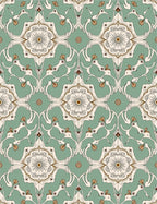 Art Nouveau Mint Cream Floral Scroll Rug