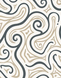 Dark Gray Beige Swirl Abstract Rug
