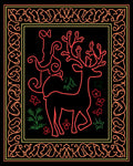 Crimson Deer With Laurel Border Rug