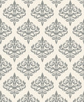 Elegant Gray Damask Scroll Medallion Rug