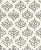 Elegant Gray Damask Scroll Medallion Rug