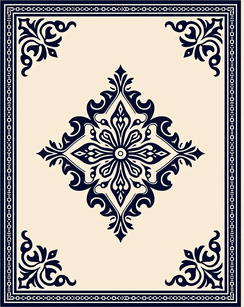 Navy Royal Lace Medallion Rug