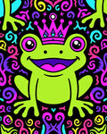 Vibrant Neon Frog Crown Swirls Rug