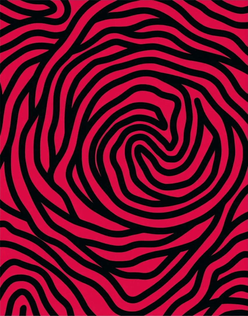 Crimson Black Swirling Wave Rug
