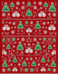 Festive Red Green Christmas Tree Snowflakes Rug