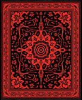 Crimson Floral Mandala Garden Accent Rug