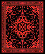 Crimson Floral Mandala Garden Accent Rug