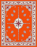 Fiery Orange Floral Medallion Border Rug