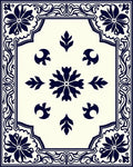 Classic Navy Floral Medallion Frame Rug