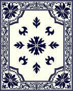 Classic Navy Floral Medallion Frame Rug