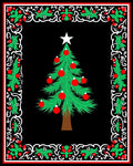 Merry Christmas Tree Holly Border Rug
