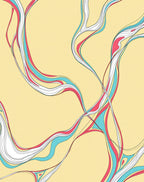 Flowing Pink Turquoise Abstract Waves Rug